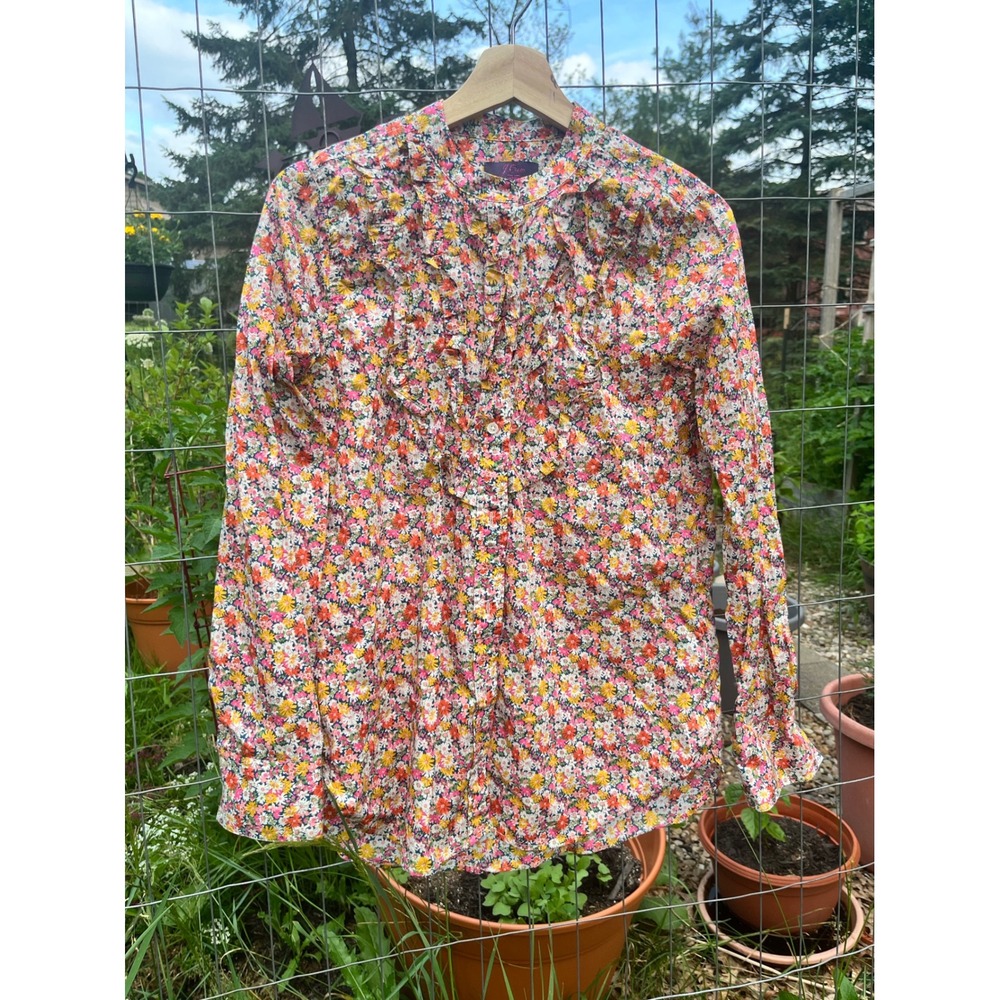 J.Crew Liberty Fabrics Floral Ruffle Button Down Shirt Multi Color Womens 10